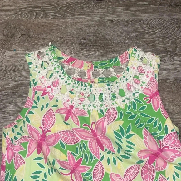 Lily Pulitzer Butterly Palm, Green & Pink Print Dress size 6 - Picture 3 of 13